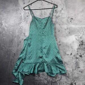 My‎ Girl Dress Size 8 Emerald Green Polka Dot Ruffle Wrap Mini Tie Waist